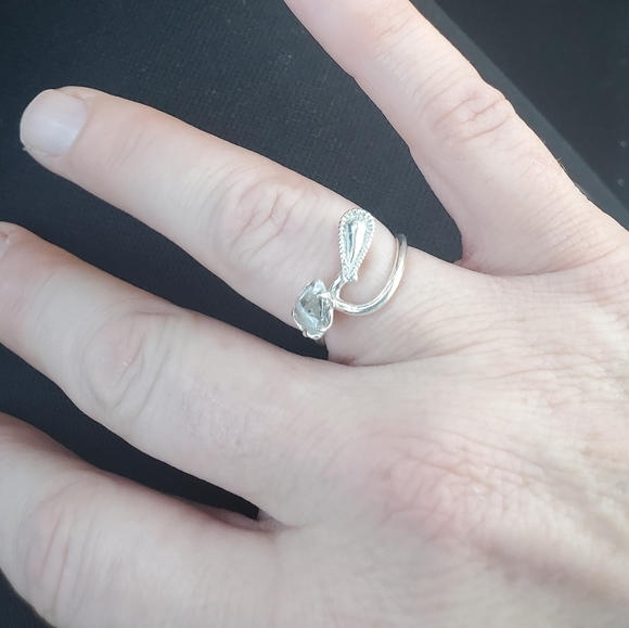 New Rough Herkimer Diamond Chip 925 Silver Ring. - Picture 7 of 16